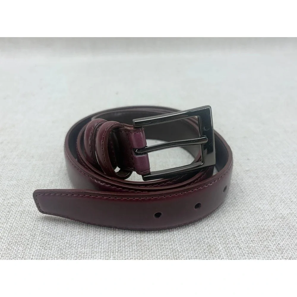 Mio Marino Burgundy Genuine Leather Belt‎ Mens Size 38 Gunmetal Buckle Excellent